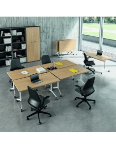 Table de réunion avec plateau abattant sur roulettes Pop-up - Quadrofoglio 2