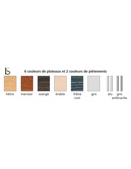 Table de réunion avec plateau abattant sur roulettes.