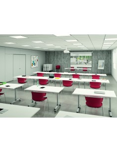 Table de réunion avec plateau abattant sur roulettes. 2