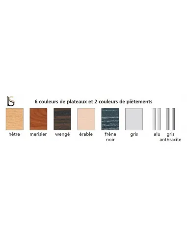 Table de réunion demi-lune avec plateau abattant sur roulettes.