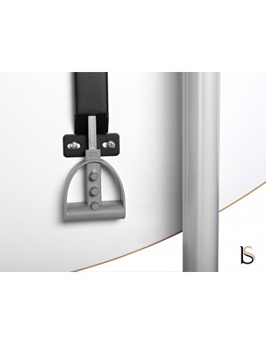 Table de réunion demi-lune avec plateau abattant sur roulettes.