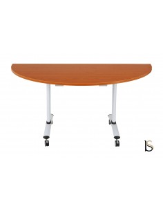 Table de réunion demi-lune avec plateau abattant sur roulettes. 2