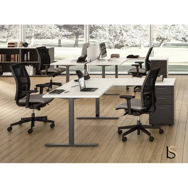 Bureau d’angle  Idea Tube avec caisson – Quadrifoglio.