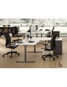 Bureau d’angle  Idea Tube avec caisson – Quadrifoglio.