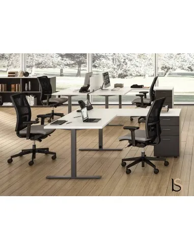 Bureau d’angle  Idea Tube avec caisson – Quadrifoglio.