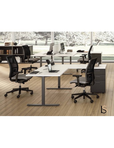 Bureau d’angle  Idea Tube avec caisson – Quadrifoglio.