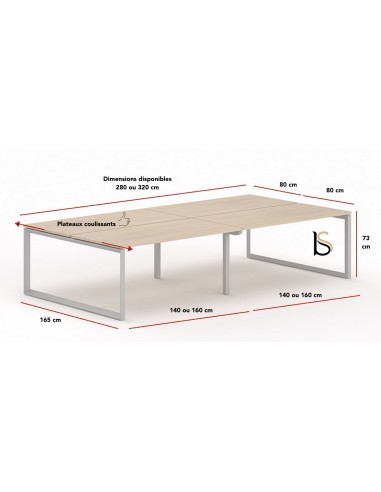 Bureau bench 4 personnes Star – Mobel Linea.