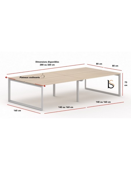 Bureau bench 4 personnes Star – Mobel Linea.