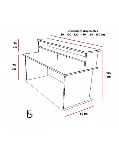 dimensions Bureau d’accueil Tono – Mobel Linea.