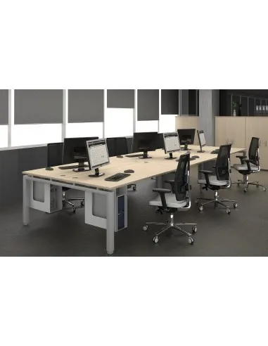 Bureau bench Quadra 6 personnes – Mobel Linea.
