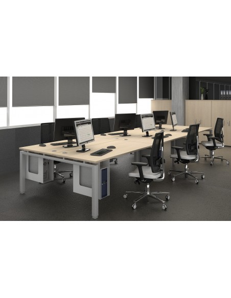 Bureau bench Quadra 6 personnes – Mobel Linea.