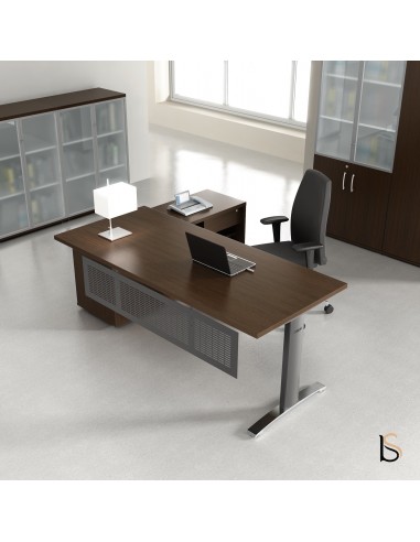 Bureau d’angle avec crédence de rangement - MDD
