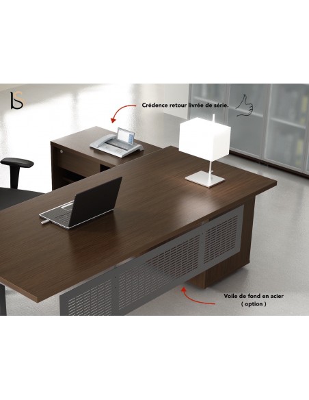 Bureau d’angle avec crédence de rangement - MDD