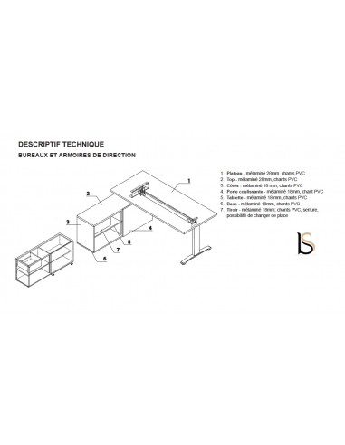 Bureau d’angle avec crédence de rangement - MDD