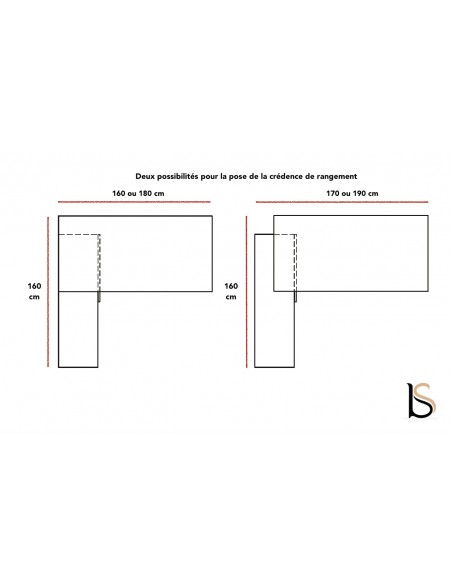 Bureau d’angle avec crédence de rangement - MDD