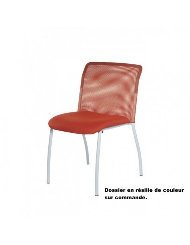 Chaise visiteur 4 pieds avec dossier en résille, modèle Geri