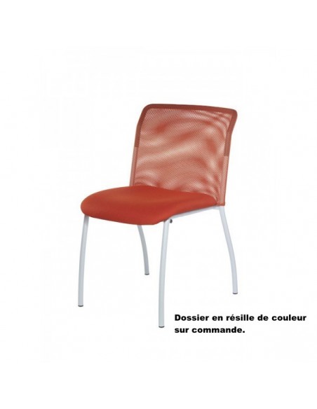 Chaise visiteur 4 pieds avec dossier en résille, modèle Geri