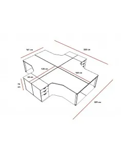 Bureau bench 4 personnes Tempo – Mobel  Linea. 2
