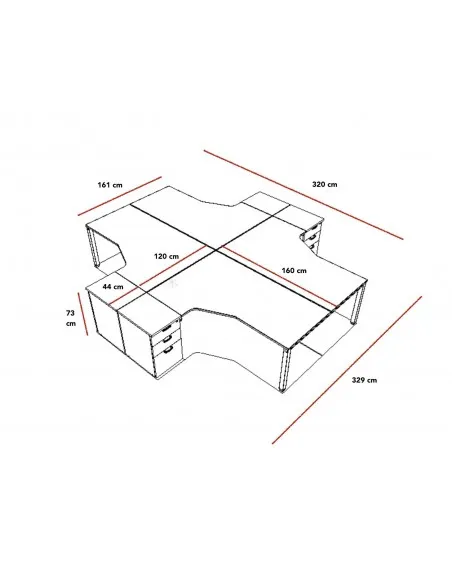 Bureau bench 4 personnes Tempo – Mobel  Linea.