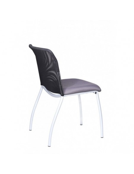 Chaise visiteur 4 pieds avec dossier en résille, modèle Geri