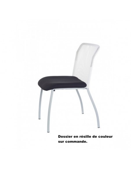 Chaise visiteur 4 pieds avec dossier en résille, modèle Geri