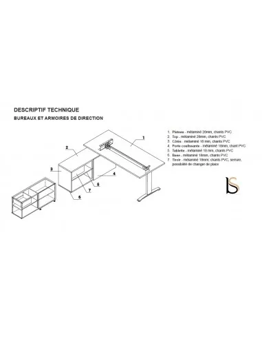 Bureau d’angle avec crédence de rangement - MDD