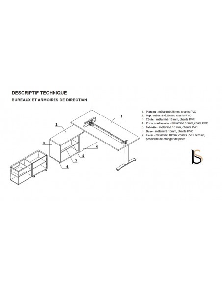 Bureau d’angle avec crédence de rangement - MDD