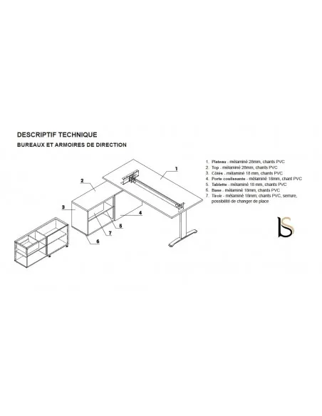 Bureau d’angle avec crédence de rangement - MDD