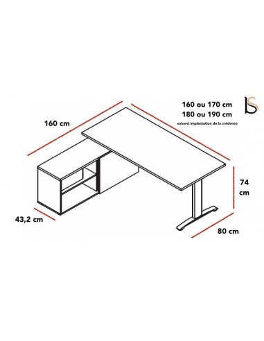 Bureau d’angle avec crédence de rangement - MDD