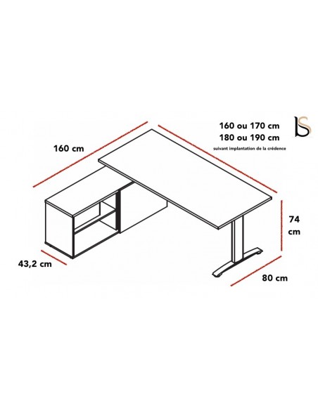 Bureau d’angle avec crédence de rangement - MDD