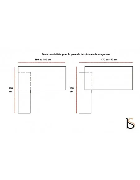 Bureau d’angle avec crédence de rangement - MDD