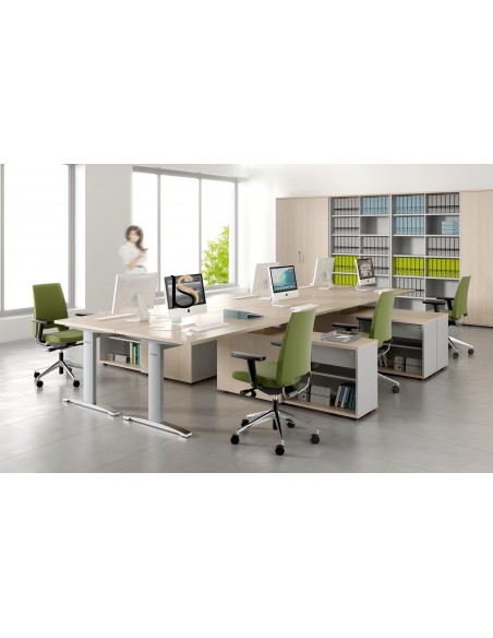 Bureau d’angle avec crédence de rangement - MDD