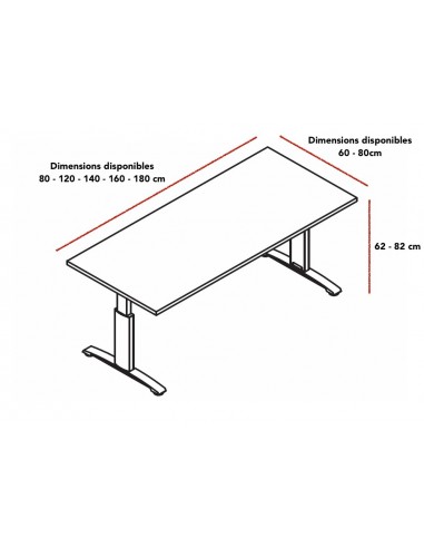 Bureau individuel réglable en hauteur - MDD