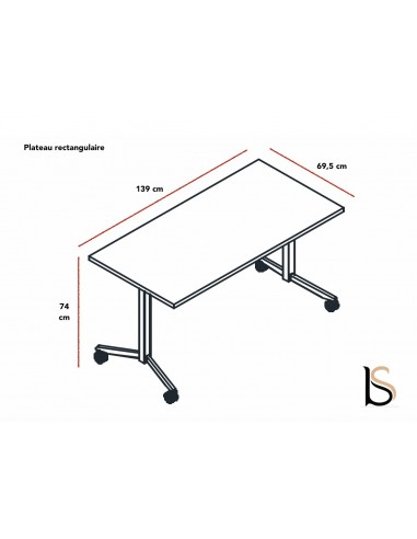 Table abattante polyvalente avec plateau rectangulaire - MDD