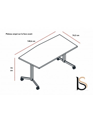 Table abattante polyvalente avec plateau arqué - MDD
