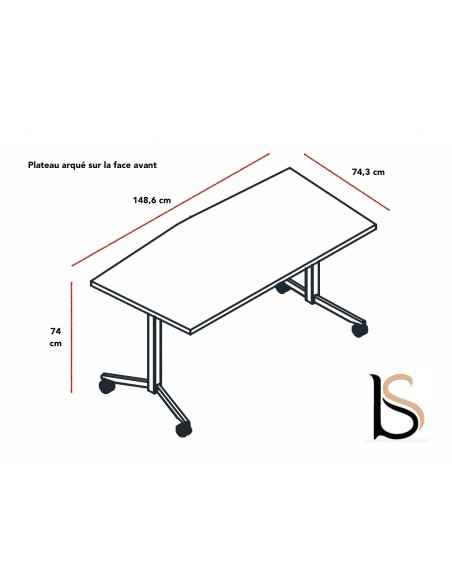 Table abattante polyvalente avec plateau arqué - MDD