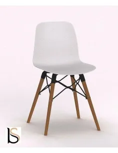 Chaise design Nut en polypropylène blanc, piètement bois 2