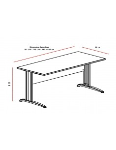 Bureau individuel Tono, pieds métal – Mobel Linea 2