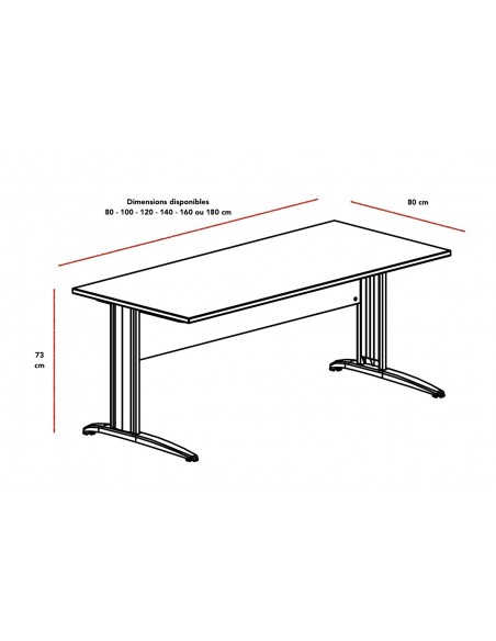 Bureau individuel Tono, pieds métal – Mobel Linea