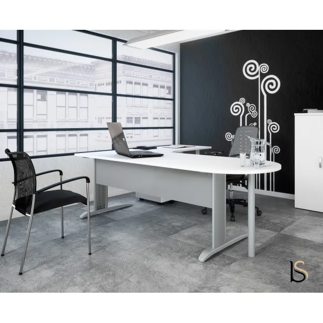 Bureau convivial Tono avec retour et ½ lune – Mobel Linea