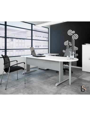 Bureau convivial Tono avec retour et ½ lune – Mobel Linea