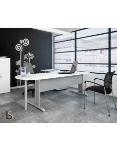 Bureau convivial Tono avec retour et ½ lune – Mobel Linea