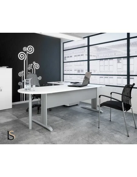 Bureau convivial Tono avec retour et ½ lune – Mobel Linea