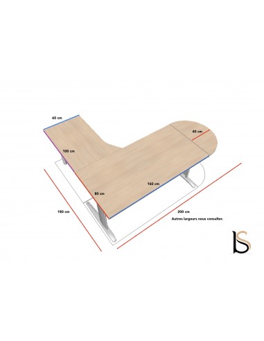 Bureau convivial Tono avec retour et ½ lune – Mobel Linea