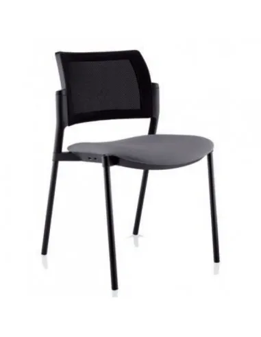 Chaise visiteurs 4 pieds Kyos dossier résille noire - SOKOA