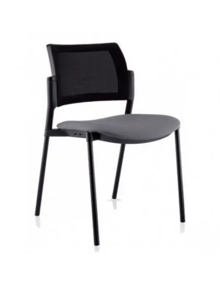 Chaise visiteurs 4 pieds Kyos dossier résille noire - SOKOA