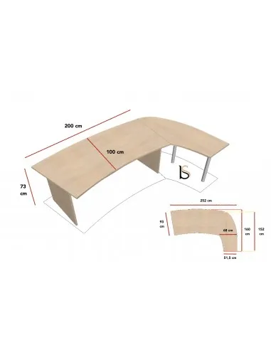 Bureau courbe Tono avec retour – Mobel Linea