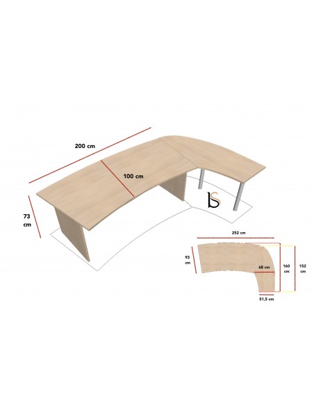Bureau courbe Tono avec retour – Mobel Linea