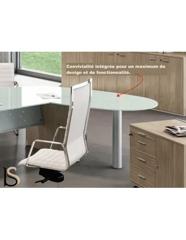 Bureau de direction en verre X time avec retour  – Quadrifoglio.