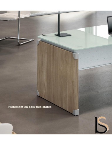 Bureau de direction en verre X time avec retour  – Quadrifoglio.